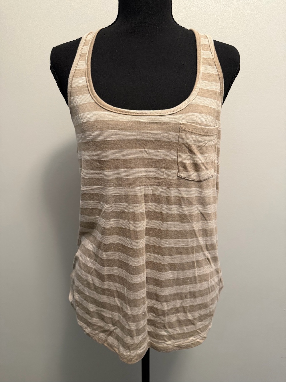 Xxi Beige and Cream Striped Scoop Neck Tank